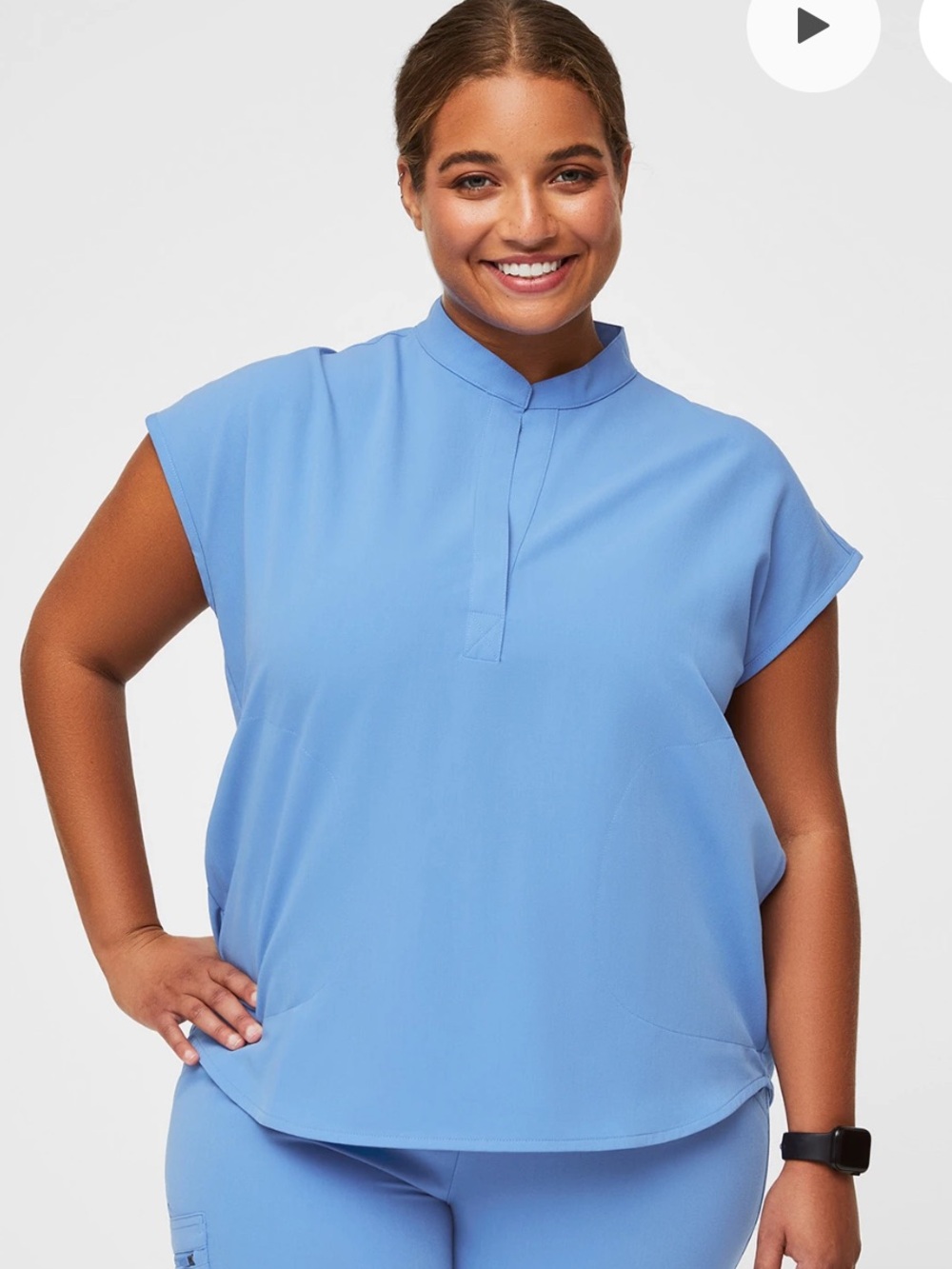 FIGS Women’s Rafaela Oversized Scrub Top Size Large Healthcare Blue